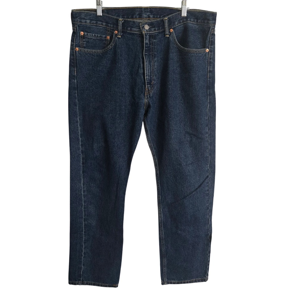 Levi's 505 Regular Fit Jeans Men's 38x32 Dark Wash Blue Straight Leg Zipper